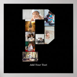 Zwart-wit Letter P Foto Collage Poster