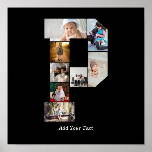 Zwart-wit Letter P Foto Collage Poster (Voorkant)