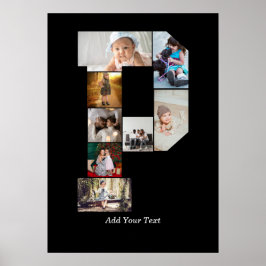 Zwart-wit Letter P Foto Collage Poster