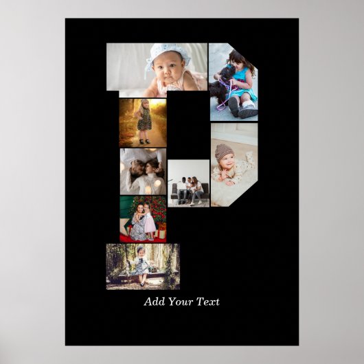 Zwart-wit Letter P Foto Collage Poster (Voorkant)
