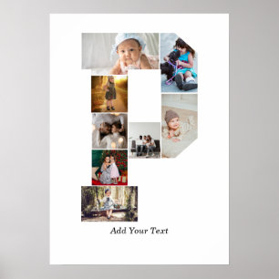 Zwart-wit Letter P Fotocollage Poster