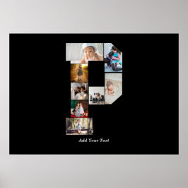 Zwart-wit Letter P Fotocollage Poster