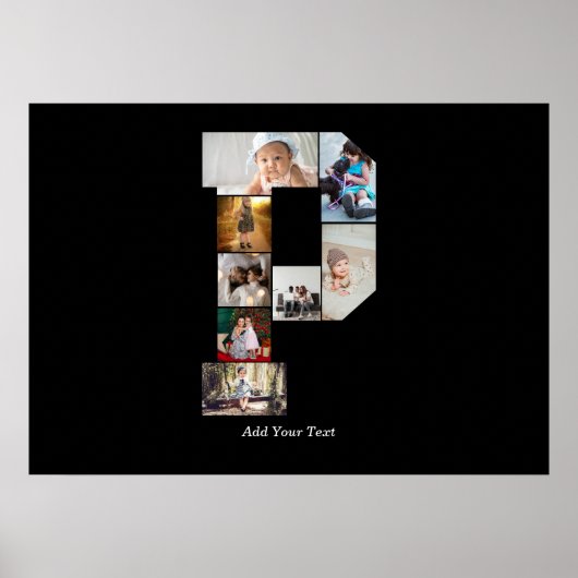 Zwart-wit Letter P Fotocollage Poster (Voorkant)