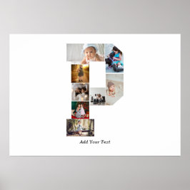 Zwart-wit Letter P Fotocollage Poster