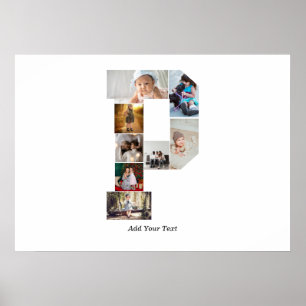 Zwart-wit Letter P Fotocollage Poster