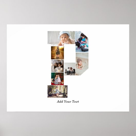 Zwart-wit Letter P Fotocollage Poster (Voorkant)