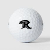 Zwart wit letter R monogram Golfballen (Voorkant)