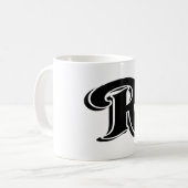 zwart wit letter R monogram Koffiemok (Voorkant links)