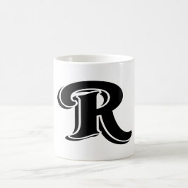 zwart wit letter R monogram Koffiemok