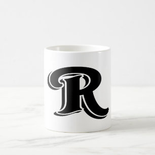  zwart wit letter R monogram Koffiemok
