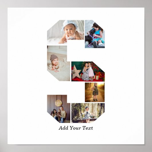 Zwart-wit Letter S foto collage Poster (Voorkant)
