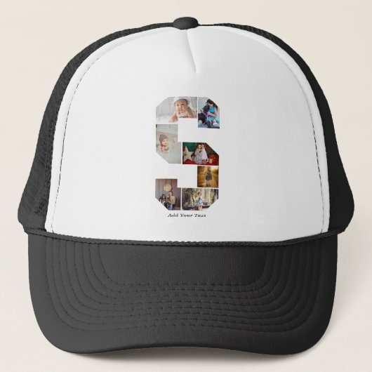 Zwart-wit Letter S foto collage Trucker Pet (Voorkant)