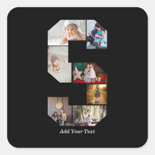 Zwart-wit Letter S Foto Collage Vierkante Sticker