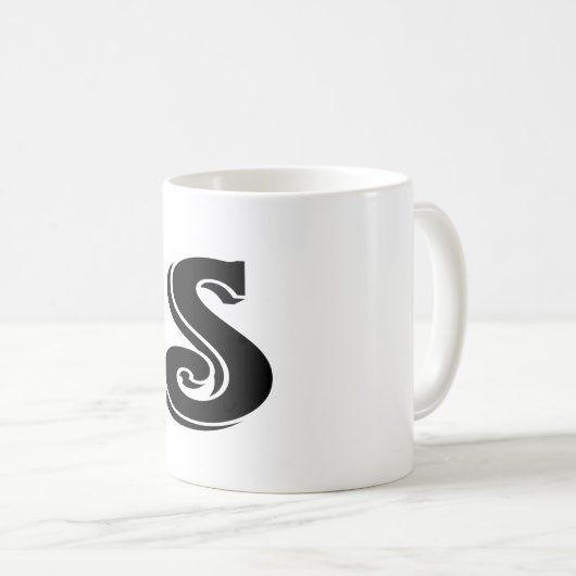 Zwart wit Letter S Monogram Koffiemok (Voorkant rechts)