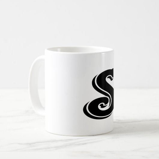 Zwart wit Letter S Monogram Koffiemok (Voorkant links)