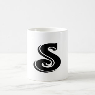 Zwart wit Letter S Monogram Koffiemok