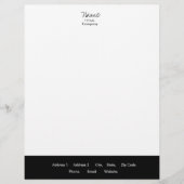 Zwart & Wit Letterhead Trendy Minimal Gepersonaliseerd Briefhoofd (Voorkant)