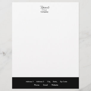 Zwart & Wit Letterhead Trendy Minimal Gepersonaliseerd Briefhoofd