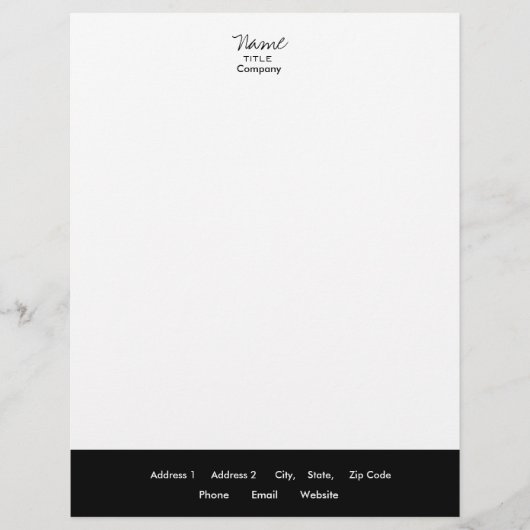 Zwart & Wit Letterhead Trendy Minimal Gepersonaliseerd Briefhoofd (Voorkant)
