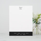 Zwart & Wit Letterhead Trendy Minimal Gepersonaliseerd Briefhoofd (Staand voorkant)