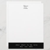 Zwart & Wit Letterhead Trendy Minimal Gepersonaliseerd Briefhoofd (Voorkant / Achterkant)
