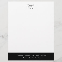 Zwart & Wit Letterhead Trendy Minimal Gepersonaliseerd Briefhoofd