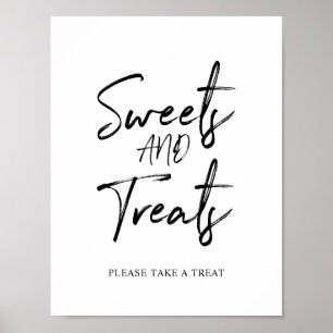 Zwart & Wit Lettering Snoepjes & Traktaties Feestb Poster