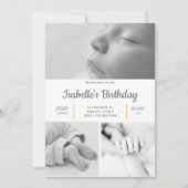 Zwart-wit Leuk 1e Verjaardagsfeestje Uitnodiging (Voorkant)