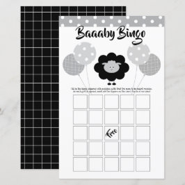 Zwart Wit Leuk Lam Baby shower Bingo Spel Kaart