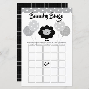 Zwart Wit Leuk Lam Baby shower Bingo Spel Kaart
