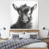Zwart-wit Leuke Baby geitenfoto Canvas Afdruk (Insitu (Slaapkamer))