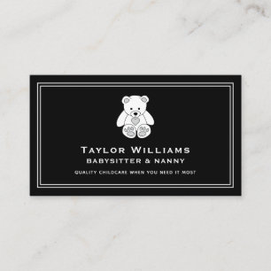 Zwart Wit Leuke Babysitter Babysitting Nanny Teddy Visitekaartje