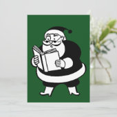  Zwart & Wit Lezen Santa Green Gift Label Feestdagenkaart (Staand voorkant)