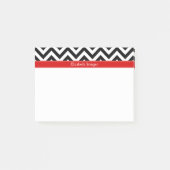 Zwart Wit LG Chevron Rood Naam Monogram Post-it® Notes (Voorkant)