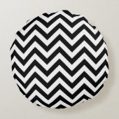Zwart Wit LG Chevron Rood Naam Monogram Rond Kussen (Achterkant)