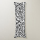 Zwart & Wit Lichaam Kussen - Boho Etnisch (Voorkant Verticaal)