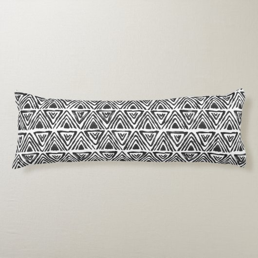 Zwart & Wit Lichaam Kussen - Boho Etnisch (Voorkant)