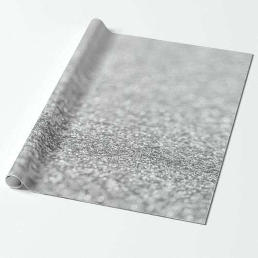 Zwart-wit licht faux glitter schittert cadeaupapier (Uitgerold)