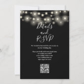 Zwart-Wit Lichten Bloemencode QR Wedding Kaart (Achterkant)