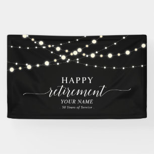 Zwart & Wit Lichtslingers Gelukkig Pensioen Feest Spandoek