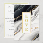 *~ ZWART WIT LIEFDE AR66 QR + RSVP Agaat Bruiloft Kaart (Voorkant / Achterkant)