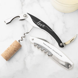 Zwart-wit liefde dank u bruiloft gunst kurkentrekker