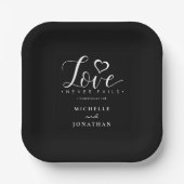Zwart-wit liefde faalt nooit Bijbelvers bruiloft Papieren Bordje (Voorkant)