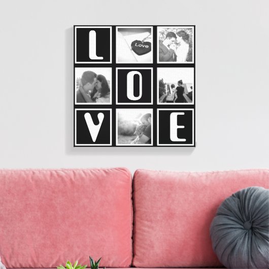 Zwart-wit liefde fotocollage canvas afdruk (Insitu (Woonkamer))