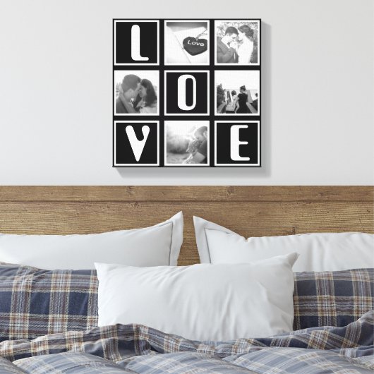 Zwart-wit liefde fotocollage canvas afdruk (Insitu (Slaapkamer))