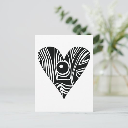 Zwart-wit LIEFDE hart Briefkaart (Staand voorkant)