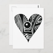 Zwart-wit LIEFDE hart Briefkaart (Voorkant / Achterkant)