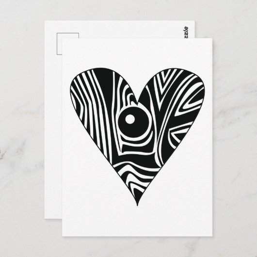 Zwart-wit LIEFDE hart Briefkaart (Voorkant / Achterkant)