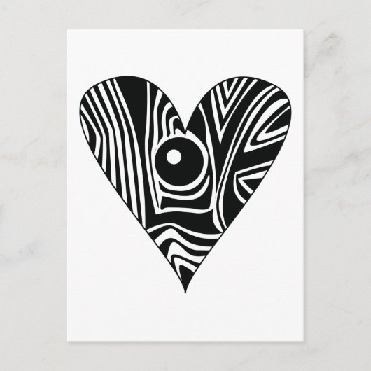Zwart-wit LIEFDE hart Briefkaart (Voorkant)