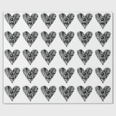 Zwart-wit LIEFDE hart Cadeaupapier (Vlak)